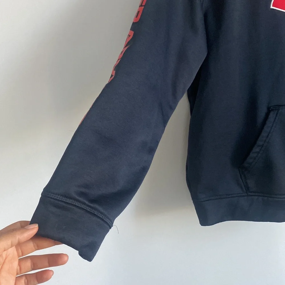 Under Armour Youth Black fleece sweatshirt Hoodie YXL red logo kangaroo pockets